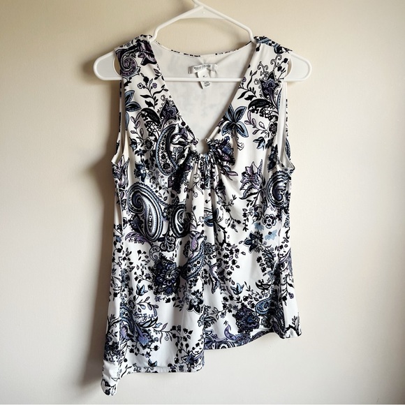 White House Black Market Floral Paisley Ring Asymmetric Tank Top - Picture 1 of 6